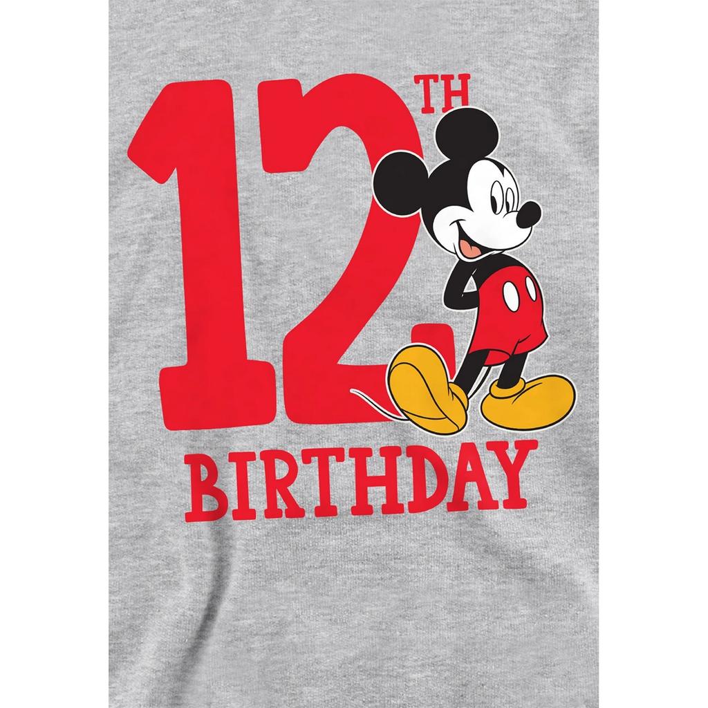 Disney Childrens/Kids Mickey Mouse Shirt Heather 12th Birthday Hoodie