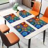1PC Bohemian Vintage Style Linen Placemats, Abstract Art Print, Rectangular Table Mats for Dining, Kitchen