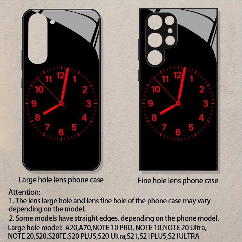 Red Clock Pattern 2D Phone Case for Samsung S26 S25 S24 S23 S22 S21 S20 A56 A36 A16 - Glass Protective Cover