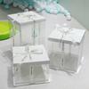 Gift Box with Ribbon Transparent Cake Gift Box Birthday Cake Packaging Supplies Clear Plastic Candy Box Mother's Day Gift