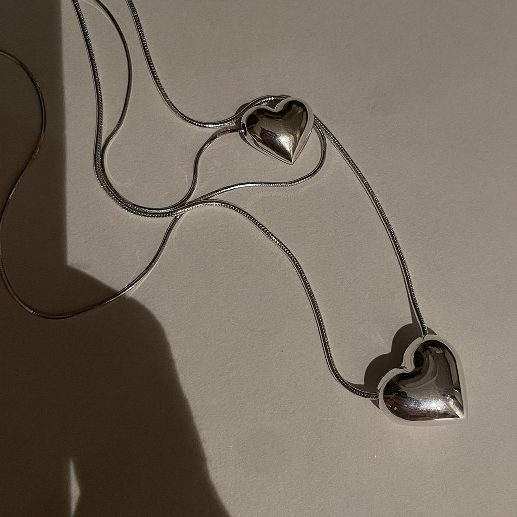 925 Sterling Silver-Plated Heart Necklace, Women’s Light Luxury Summer Design, Versatile Clavicle Chain, 2021 Style