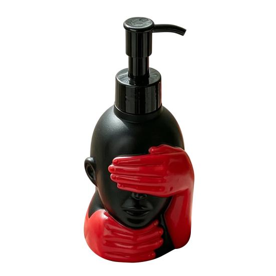 200ml Dispensing Bottle, Smooth Foaming Artistic Black Red Design Soap Bottle, Large Capacity Soap Dispenser for Bathroom Decor