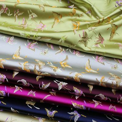 50x75cm Chinese Style Brocade Fabric Jacquard Satin Silk Butterfly Printed Fabric Cheongsam Hanfu Stage Costume Upholstery