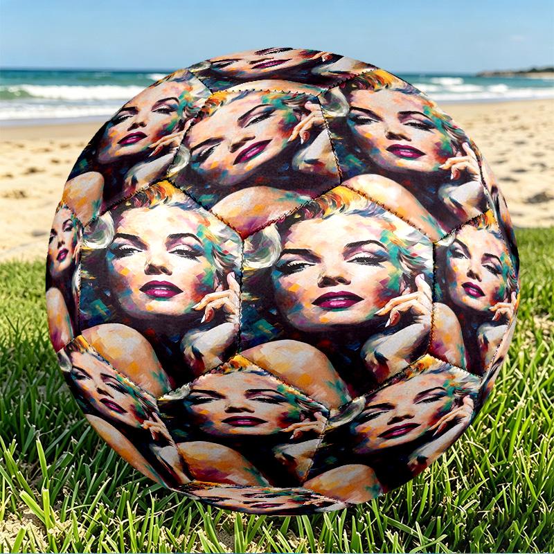 Marilyn Monroe Print Size 5 Soccer Ball, PU Wear Resistant Football for Match Training and Daily Practice, Birthday Gift for Soccer Fans
