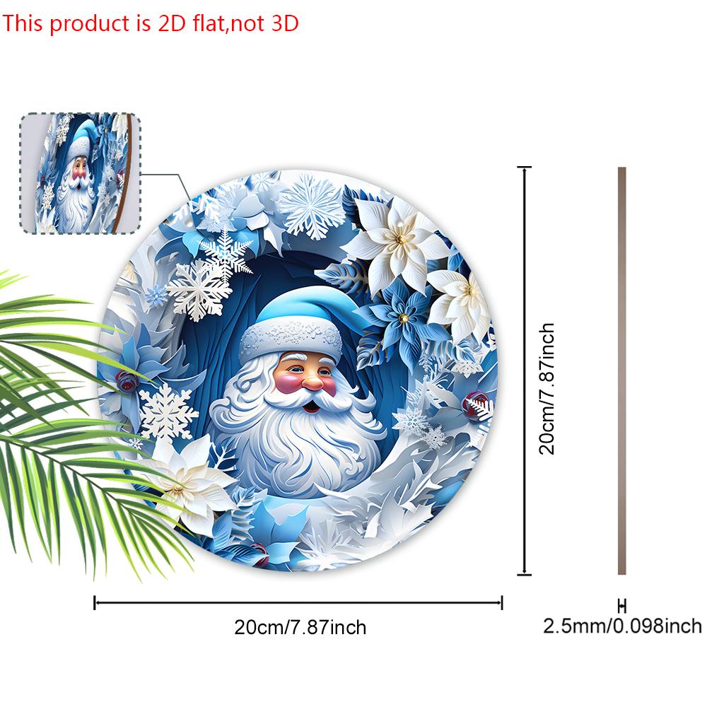 Wooden Christmas Sign with Santa Claus Pattern - Navidad Round Sign for Yard, Front Door, Wall Hanging Decor - Ideal Christmas Decoration