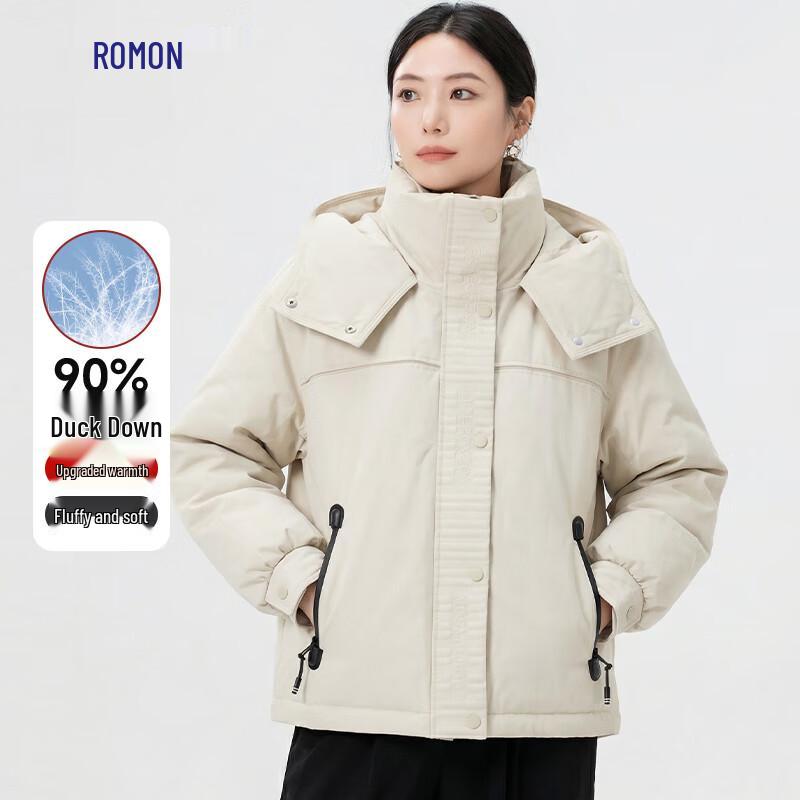Romon Women's Short Thick Hooded 90% Duck Down Winter Jacket