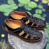 2025 Men's Sandals Summer Handmade Beach Shoes Large Size Sewing Thread Foot Cover Hollow Bag Head Hole Shoes