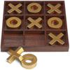 Gioco da Tavolo Tris in Legno Massello - Set Premium Gigante da 10 Pezzi Oro 14 pollici - Giocattolo per Feste all'Aperto/al Coperto per Bambini/Adulti - Intrattenimento per il Giardino