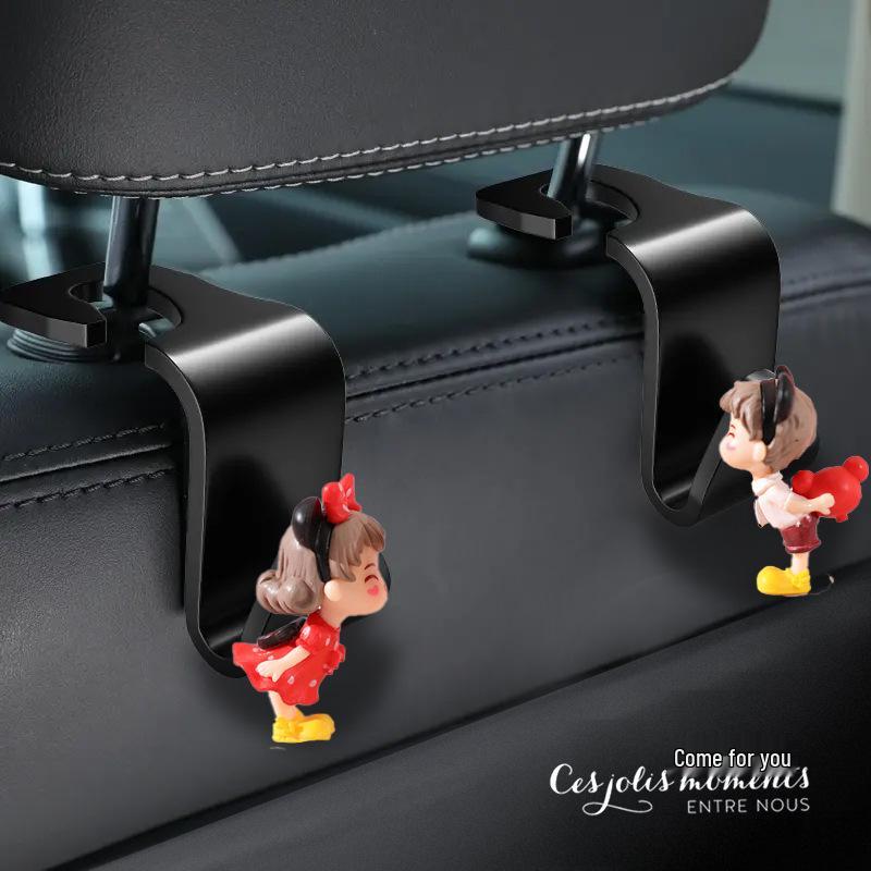 Cute 3D Cartoon Car Seat Back Hooks - Couple Collection