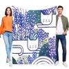 Cozy Cute Cat & Lavender Floral Flannel Blanket Throw, Soft Lightweight Warm for Bed Sofa Home Decor, Ideal Pet Lover Gift