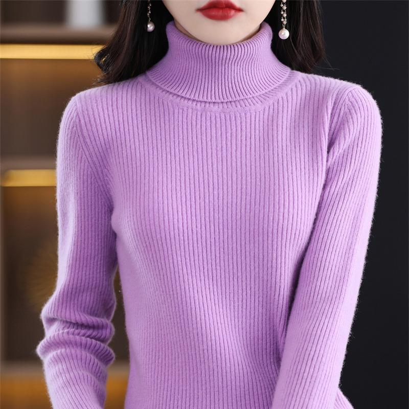 Women's Thickened Slim-Fit High-Neck Sweater - Autumn/Winter Pullover Knitted Base Layer with High-End Feel