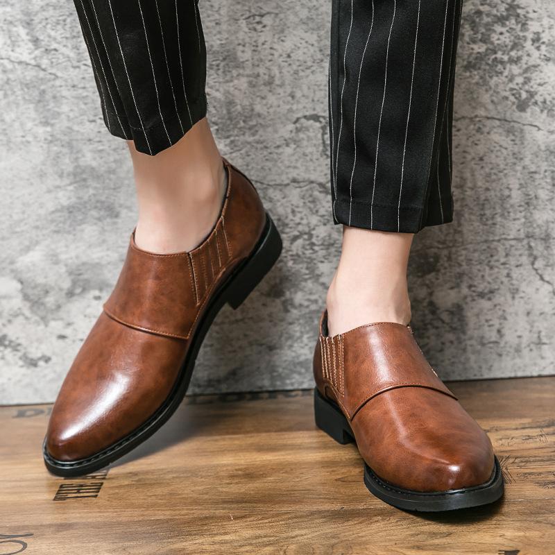 

Мужская обувь осенняя дышащая ленивая однопедальная остроносая мужская обувь Doudou модная британская деловая повседневная кожаная мужская обувь 44 коричневый