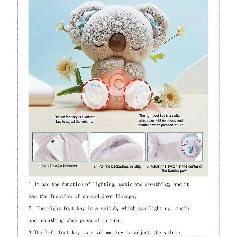 Relief Koala Breathing Stuffed Animal Baby Sound Machine Soother Koala Bear Anxiety Relief Koala Breathing with Sensory Music Lights(Grey)