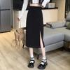 2024 Spring Trendy Black High Waist Bodycon A-line Midi Skirt for Women