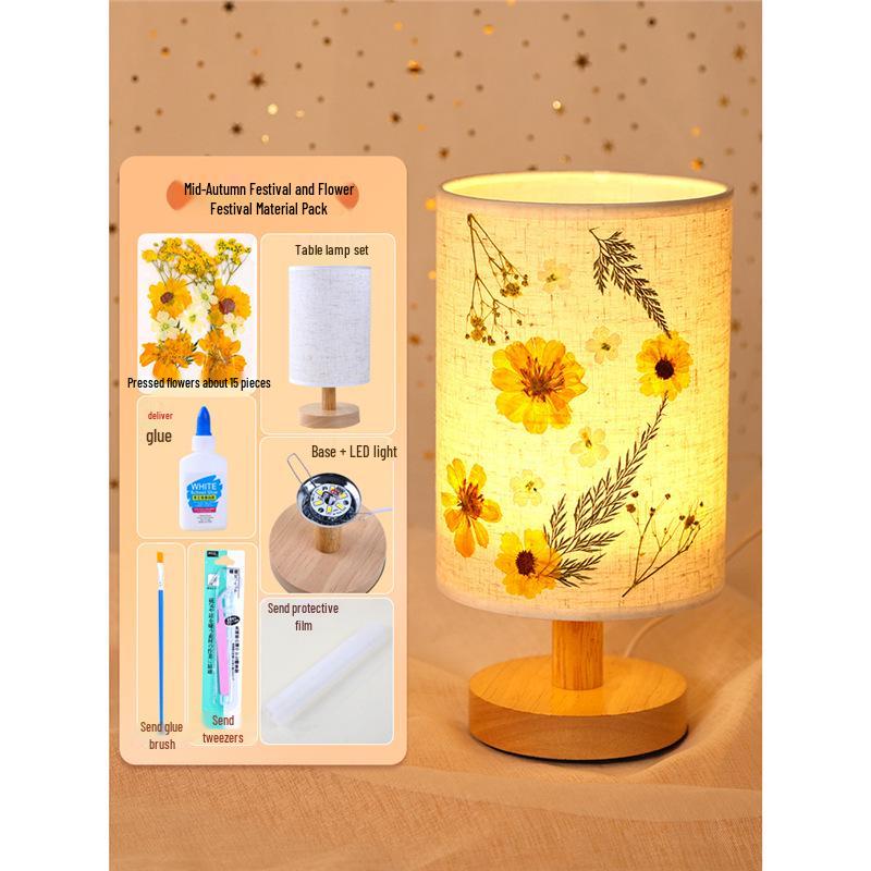 Dried Flower Embossed Table Lamp DIY Kit - Creative Gift for Team Building and National Day Festivities