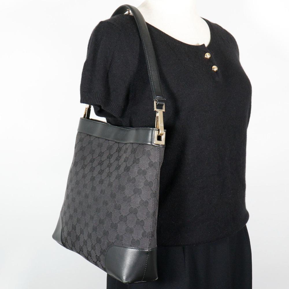 Gucci One Belt Schultertasche 001.4231 schwarz GG Canvas Damen Gebraucht