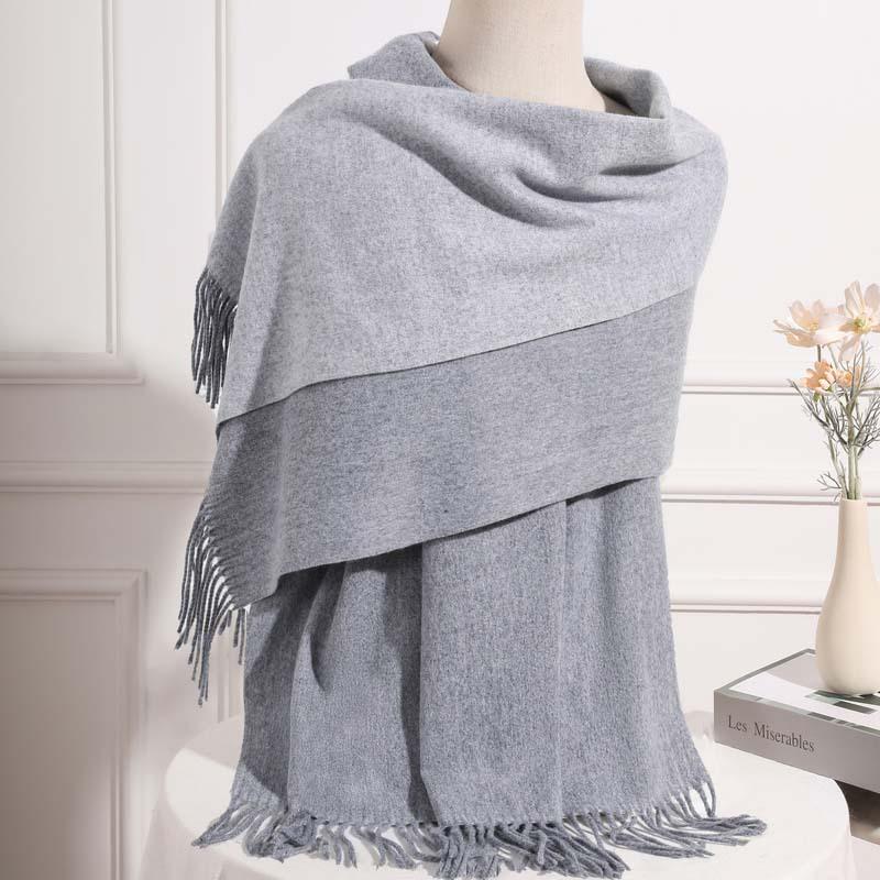 Reversible Cashmere Wool Scarf: Unisex Autumn/Winter, Luxurious Korean Style Shawl.