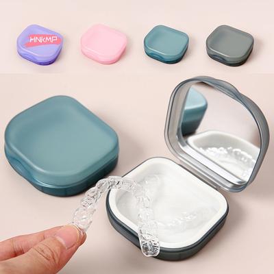 Portable Denture Storage Box Elderly Invisible Braces Orthodontic Retainer Case Dustproof Container with Cover for False Teeth