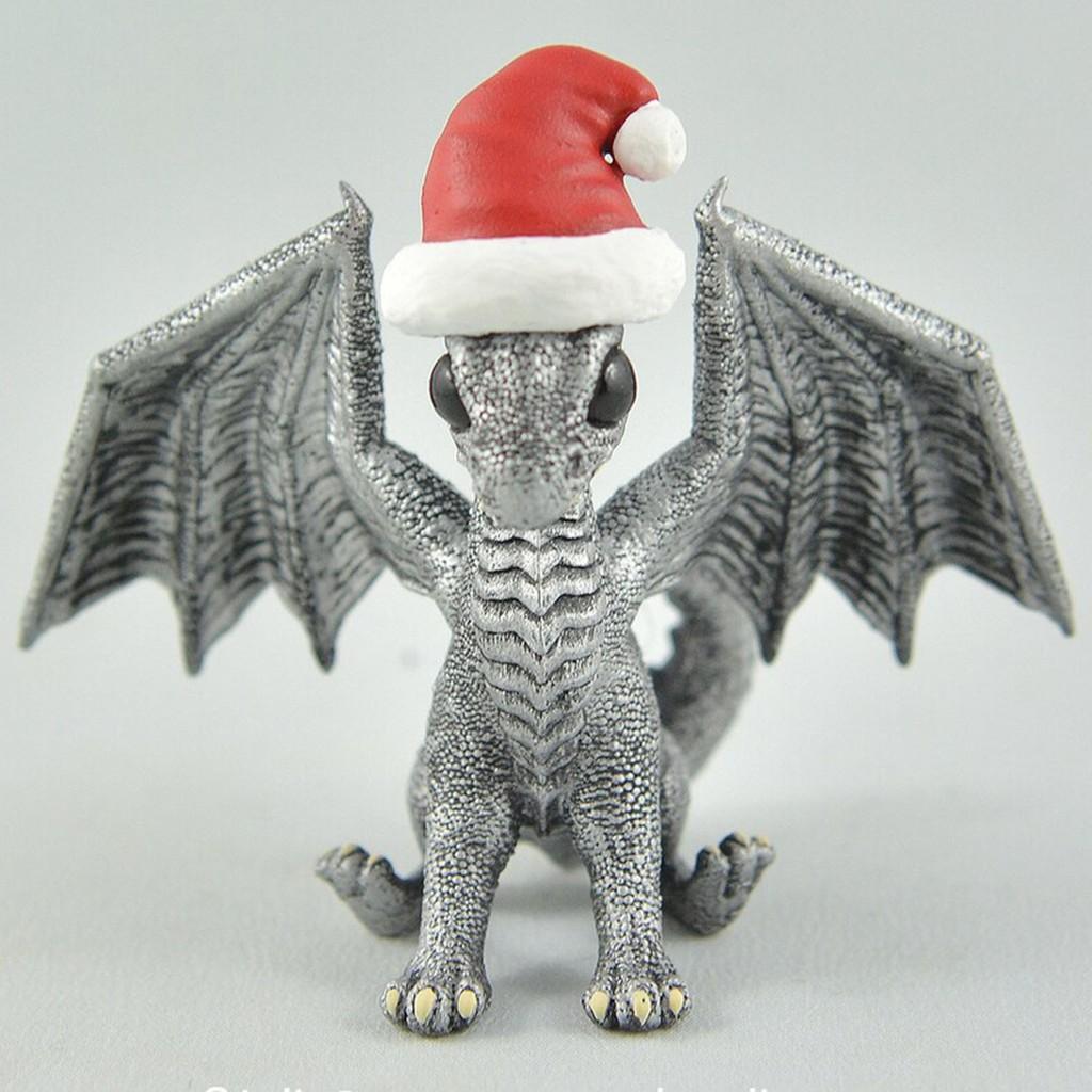 

Captivating Silver And Black Christmas Hat Dragon Resin Tabletop Ornament Gift серебряный