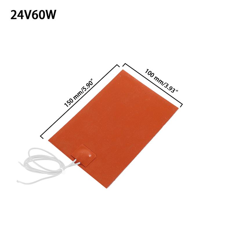 5V 12V 24V 220V Universal Silicone Heating Pad Waterproof Flexible Rubber Heater Mat with Adhesive for 3D Printer Heated Bed Engine Oil Pan Tank
