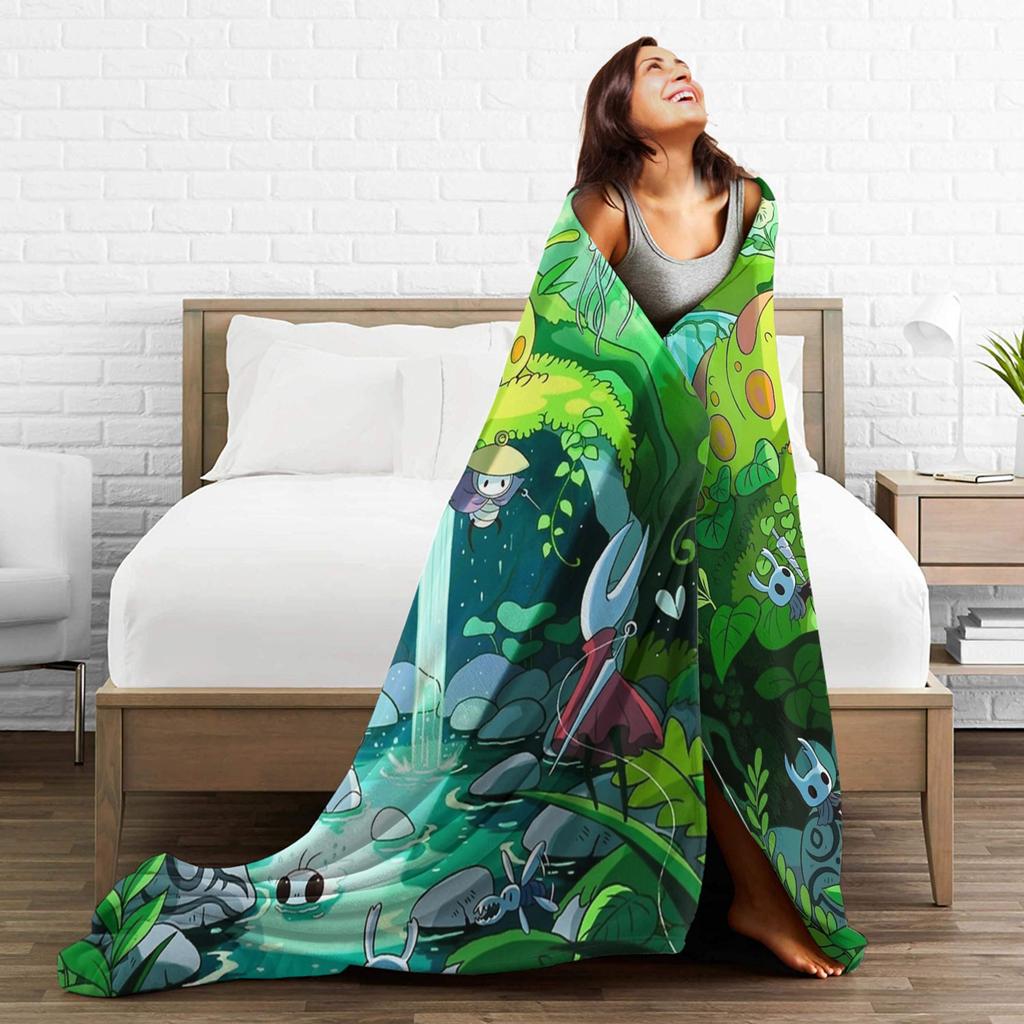 Hollow Knight Silksong poster Blanket Flannel Soft Throw Blanket for Airplane Travel Bed Rug