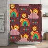 Animal Print Shower Curtains with Rainbow Design Cute Lion and Clouds Decor for Bathroom Made of Waterproof Fabric Easy Hanging