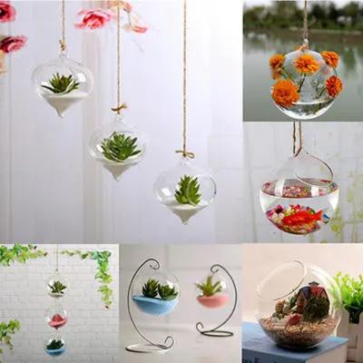10 CM Transparent Clear Wall Hanging Glass Vase Terrarium Plants Flower Hydroponic Micro Landscape DIY Candlestick Home Decor