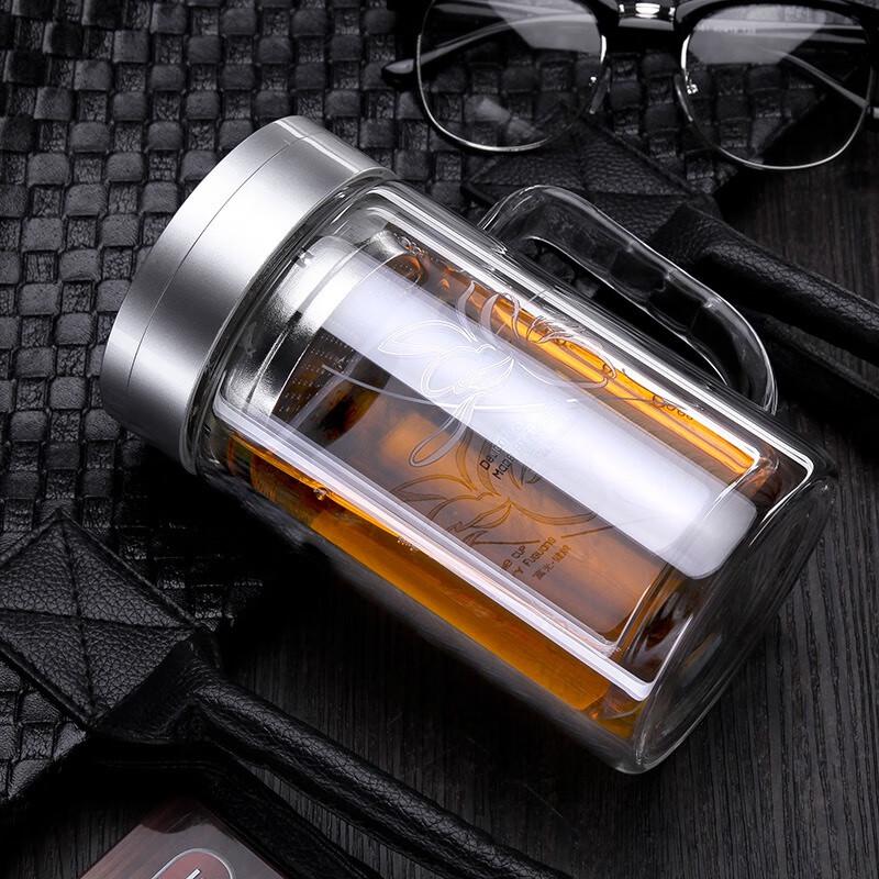 Fuguang Double-Layer Glass Tea Cup with Handle