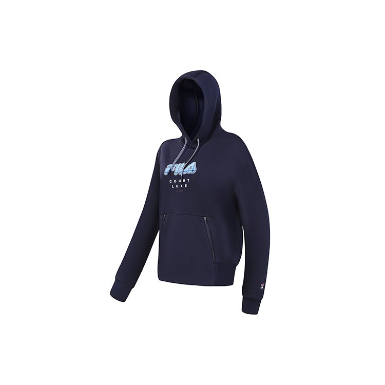 

Fila Knitted Hooded Sweatshirt Fashion Casual Loose Knit Printed Letter Sweatshirt Women sweatshirt Legendary-Blue A11W333206F-NV M