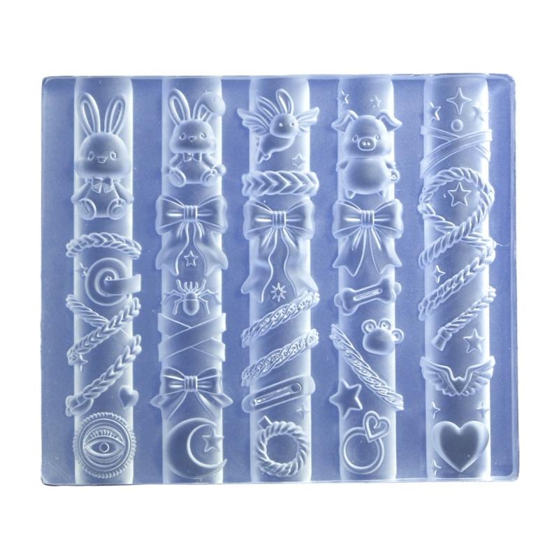 Silicone Nail Art Mold Flexible 3D Embossed Shaping Tool for DIY Nail Decoration, Salon Work and Small Craft Projects