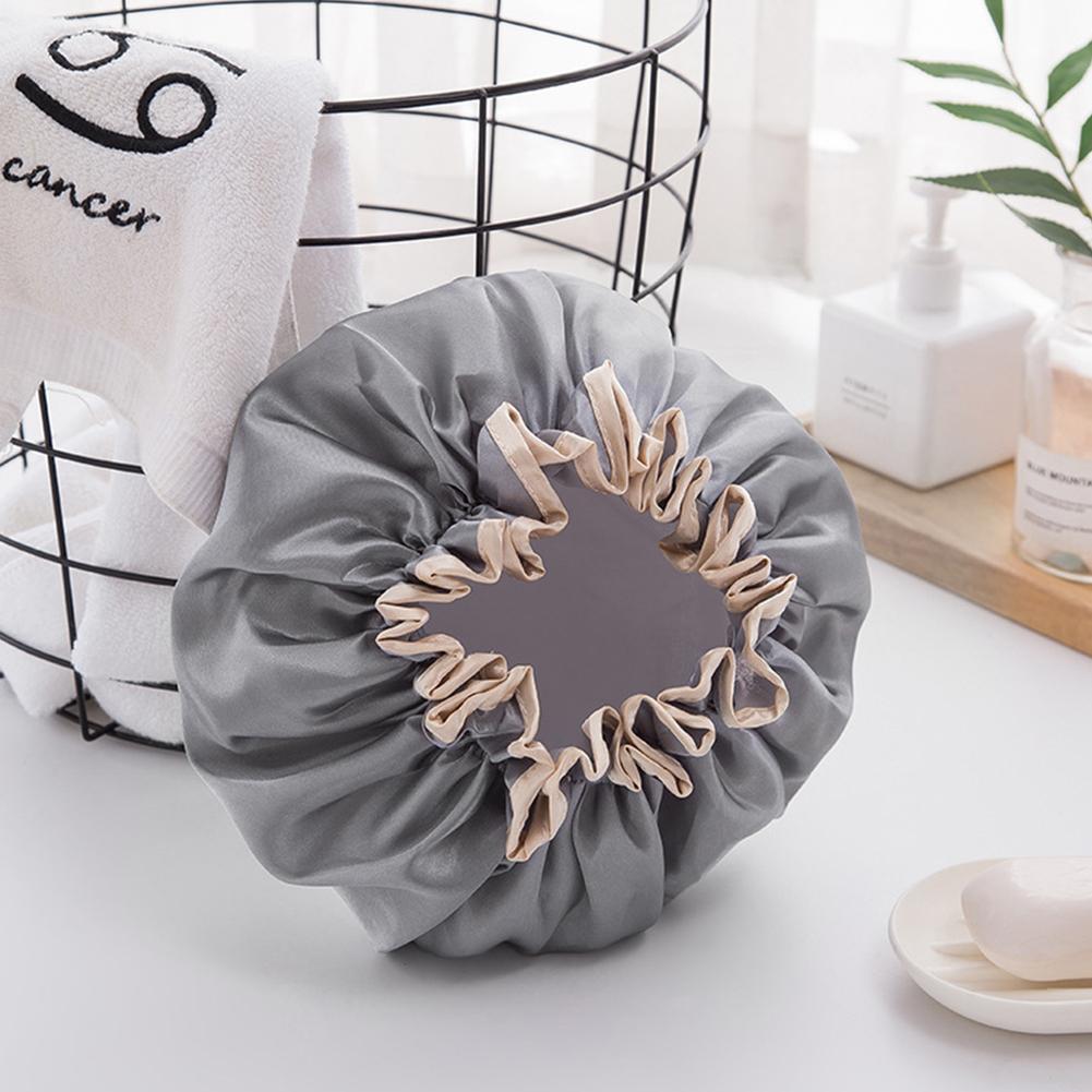 Waterproof Shower Cap Bath Cap Double-layer Shower Cap Household Acssories For Women Women's Cap Bathroom Acssories