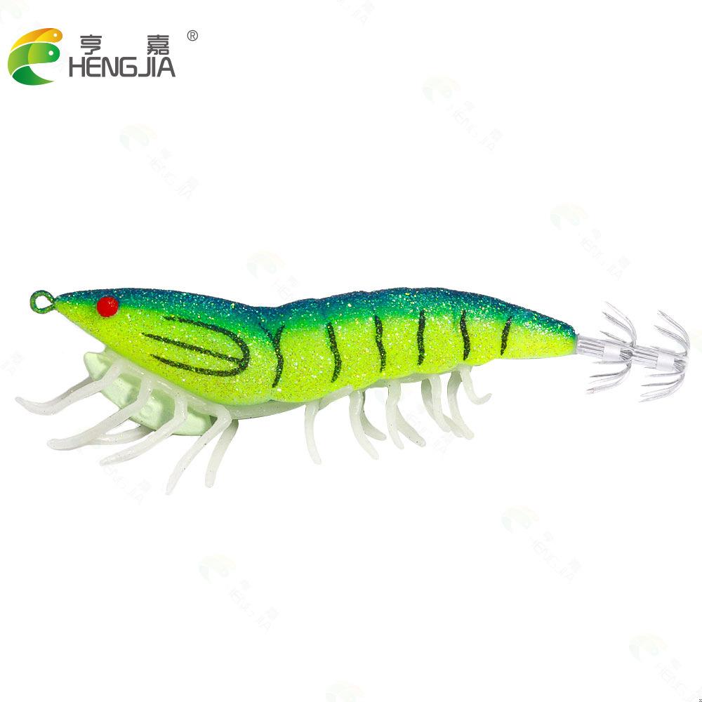 11CM22GLuminous Squid Shrimp Fake Bait Wood Shrimp Lure Bait Bionic Fishing Bait Universal for Freshwater and Saltwater