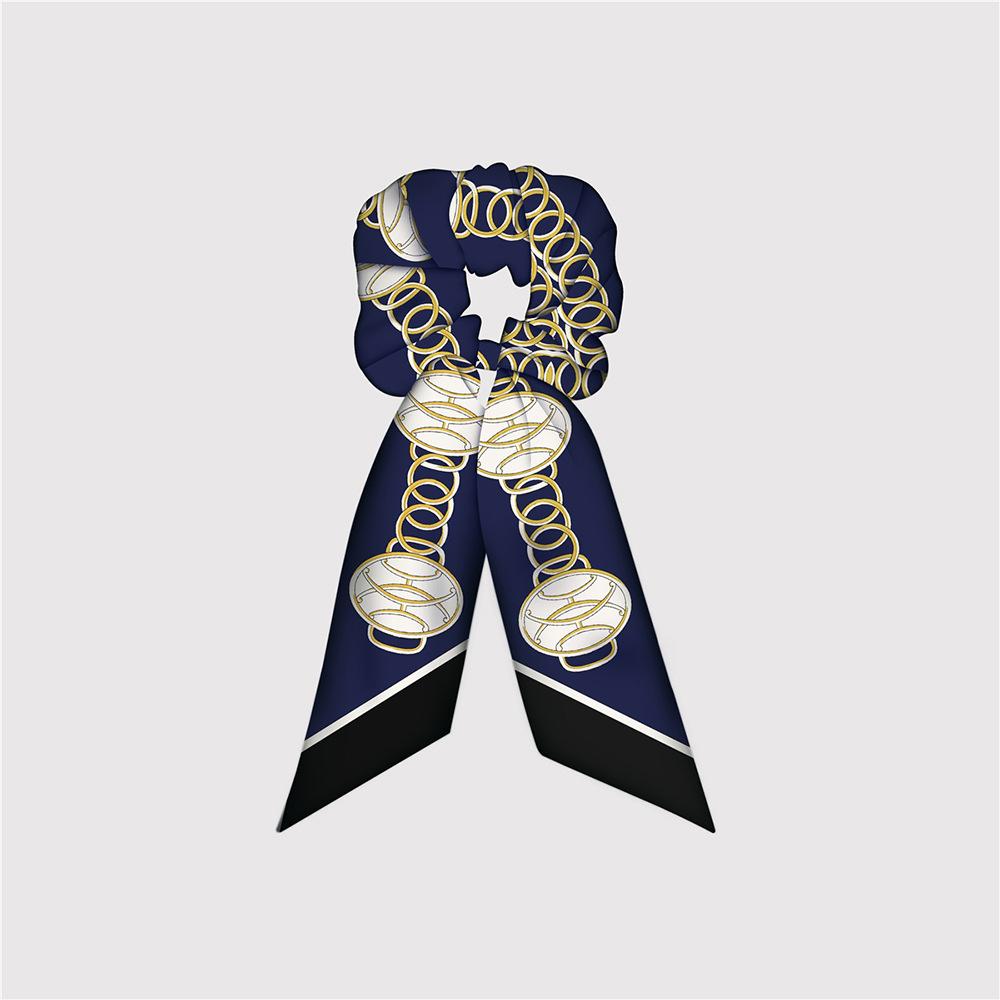 Naturalny Jedwab Duże Gumki do Włosów Gumki Wstążki do Włosów Wzór Łańcucha Elastyczne Gumki do Włosów Kucyk Kobiety Elegancki Szalik Akcesoria do Włosów