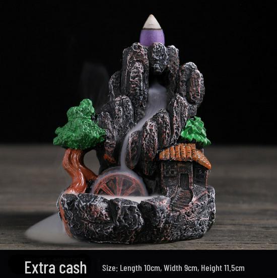 Creative Resin Backflow Incense Burner - Mountain Stream Design, for Sandalwood and Agarwood, Indoor Home Décor