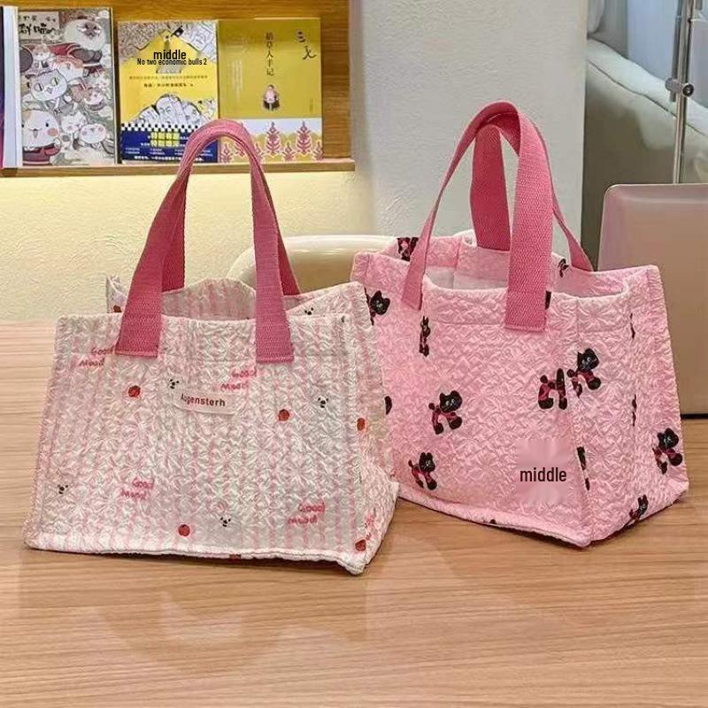 Kawaii Bento Lunch Handtasche: Großes Fassungsvermögen, Tragbar, Fleckenabweisende Leinwand