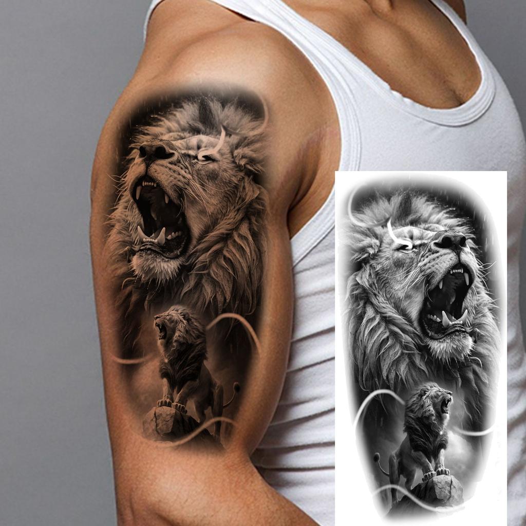 1 Blatt Gruseliger Sensenmann Totenkopf Temporäre Tattoos Halloween Tattoos Langlebig Wasserdicht Tiger Wolf Bestie Fake Tattoo Aufkleber