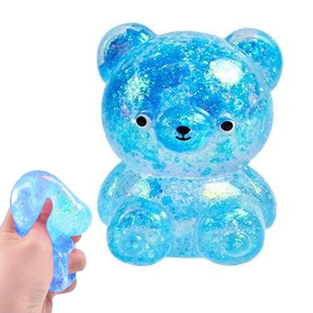 Fidget Bear Toy Squishys Glitter Gummy Bear Needoh Glitter Squishy Cube Stress Squeeze Toy Splat Decompressions Vent Squeeze Toy