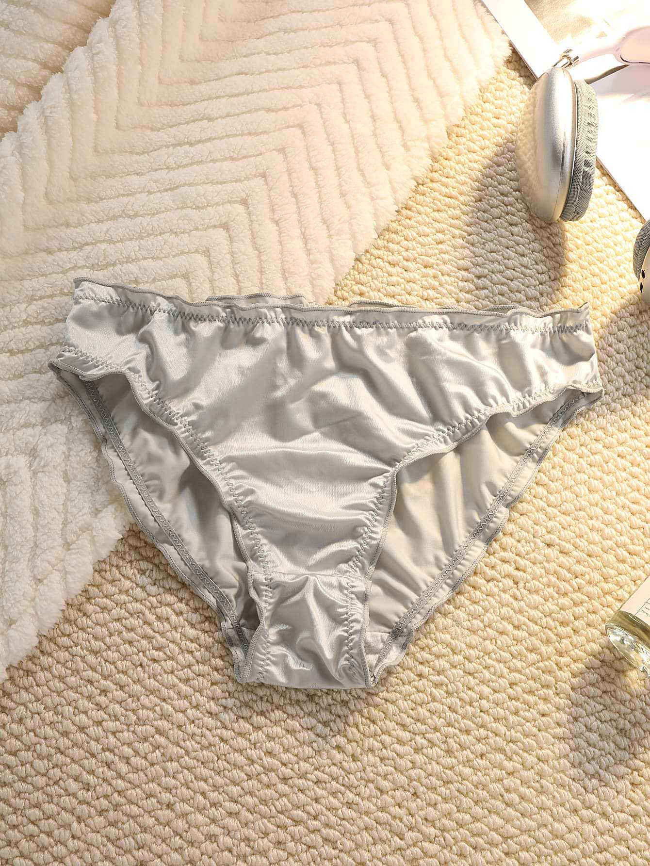 

Women s Seamless Ice Silk Satin Panties, Plus Size, Soft Mid-Low Waist with Cotton Crotch, 431. Medium