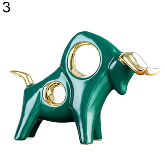 Nordic Ceramic Cattle Bull Sculpture Animal Status Ornament Home Table Decor