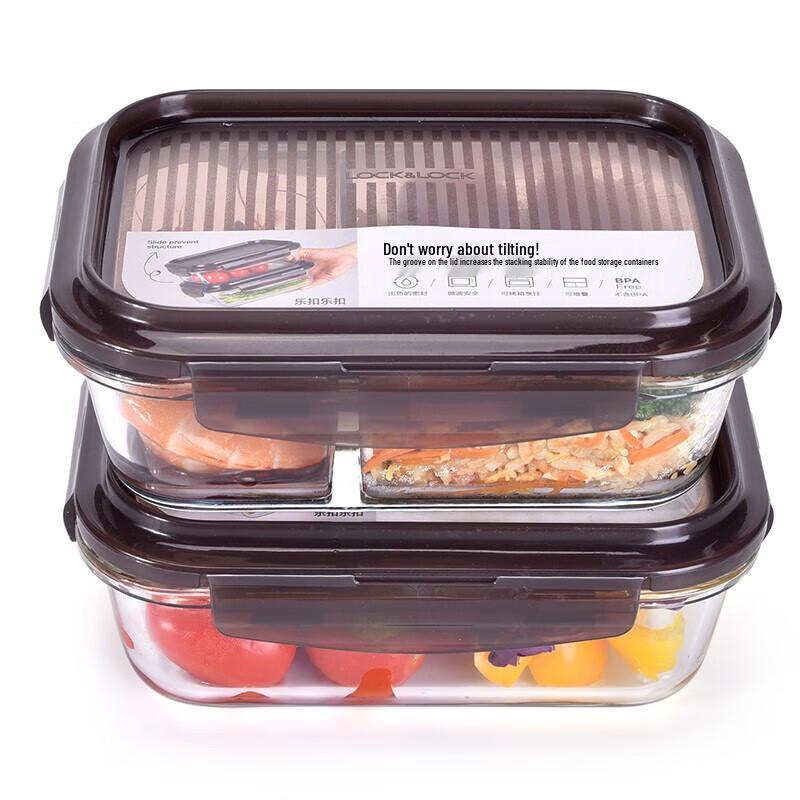 LocknLock High Borosilicate Glass Divided Food Storage Container Set