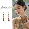 Luxus Neue Antike Damen Hanfu Ohrringe Tang Dynastie Gebrannt Blau Schmetterling Perle Hängeohrringe Hochzeits Schmuck Geschenk
