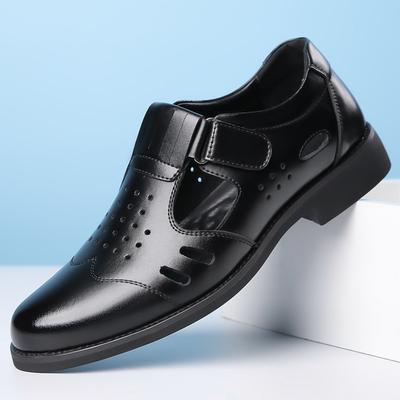 2025 Sommer neue Herren Businesskleid Lederschuhe Herren hohle atmungsaktive Sandalen Klettverschluss Ledersandalen Herren 1508