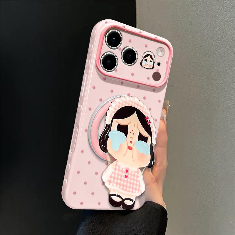 Applicable to Apple 11promax mobile phone case 11 cute cartoon iphone11 polka dot crying baby bracket 11 soft silicone