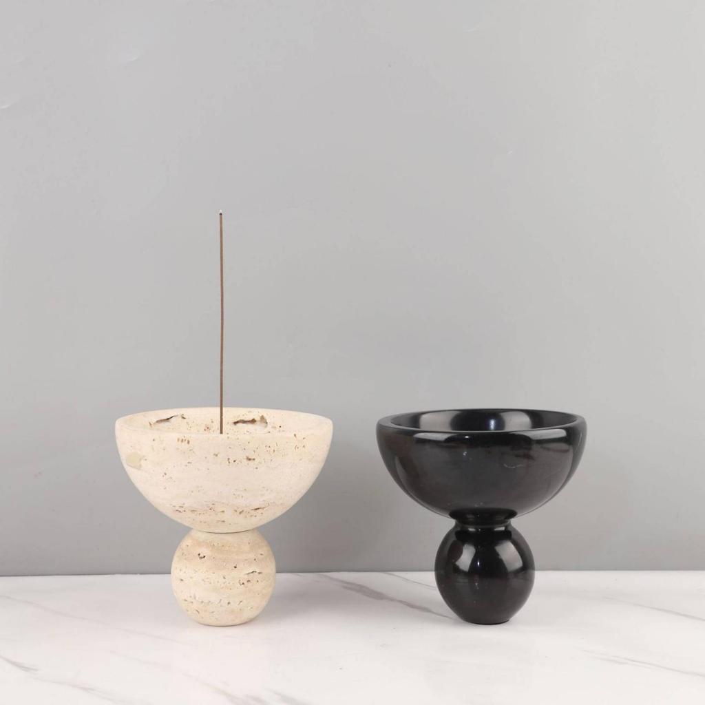 Decorative Pedestal Bowl Stone Catchall Compact Elegant Stable Sculptural