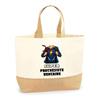 Tote bag (cabas) en jute - PLANETEE - Super Prothésiste Dentaire Femme - jute naturel - design imprimé - Fabriqué en France