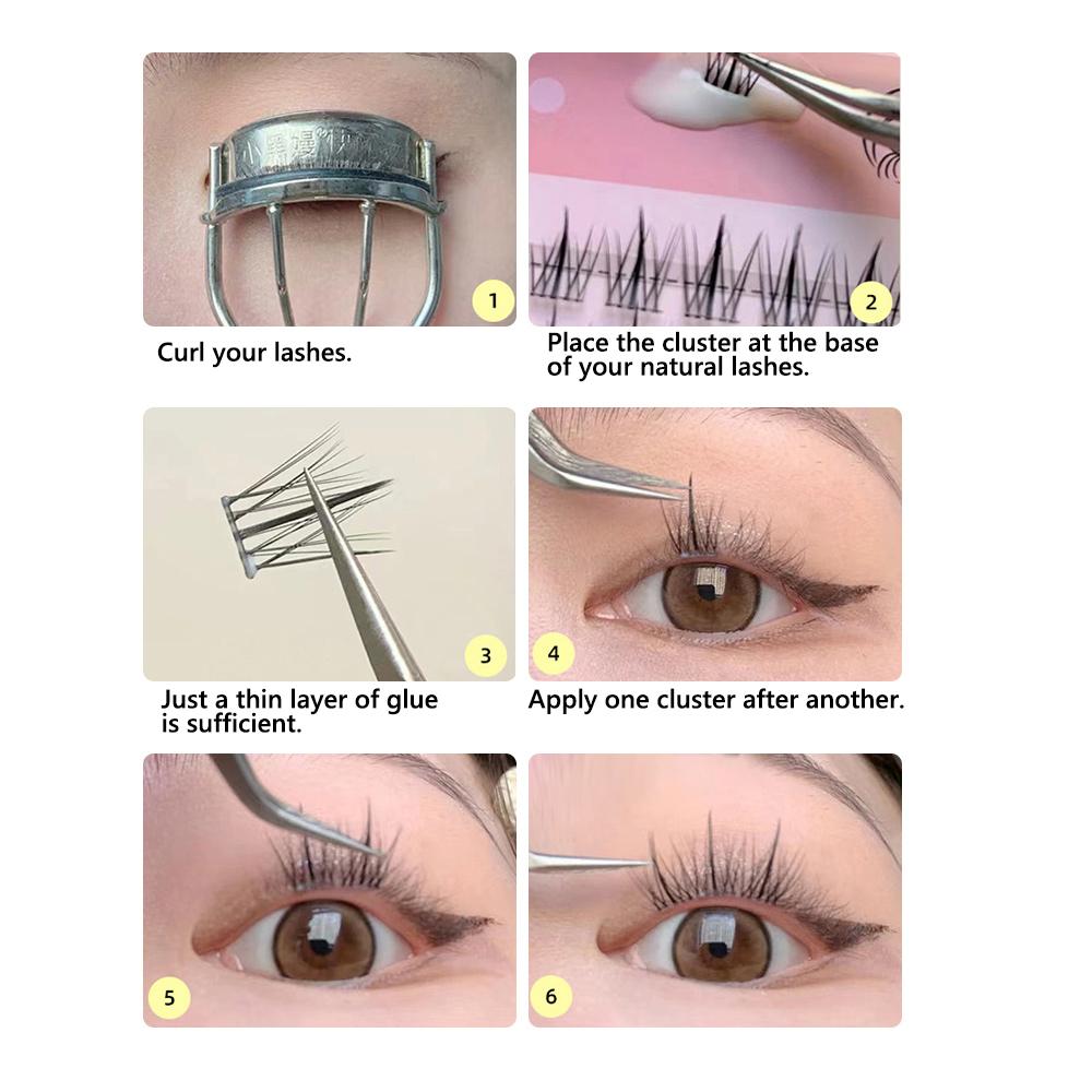 Manga Natural Lashes Clusters Wispy C Curl Individual Lashes  for Eyelash Extensions