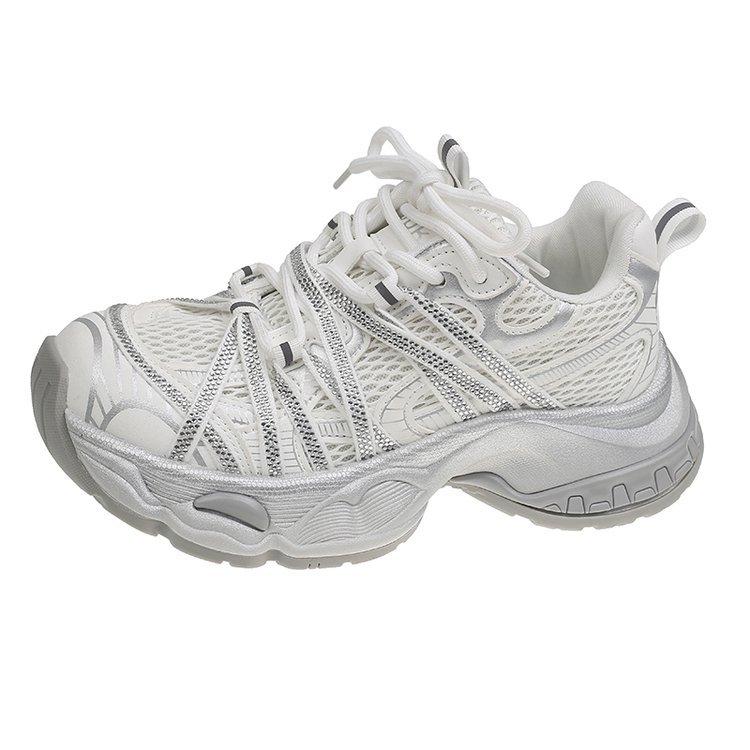 Cowhide version~ Breathable and lightweight dad shoes for women's 2025 autumn new invisible inner heightening platform casual sports shoes
