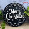 Metal Christmas Sign Black White Holiday Decor No Electricity Textured Surface Indoor Outdoor Wall Art