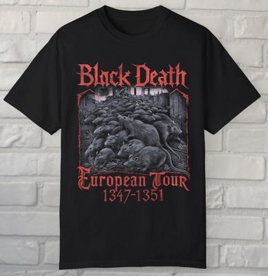Tričko Black Death European Tour Tričko s čiernym humorom Gotický metal Stredoveké Unisex tričko