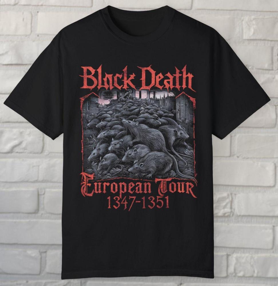 Black Death European Tour T-shirt Dark Humor Gothic Metal Medieval Unisex Tee